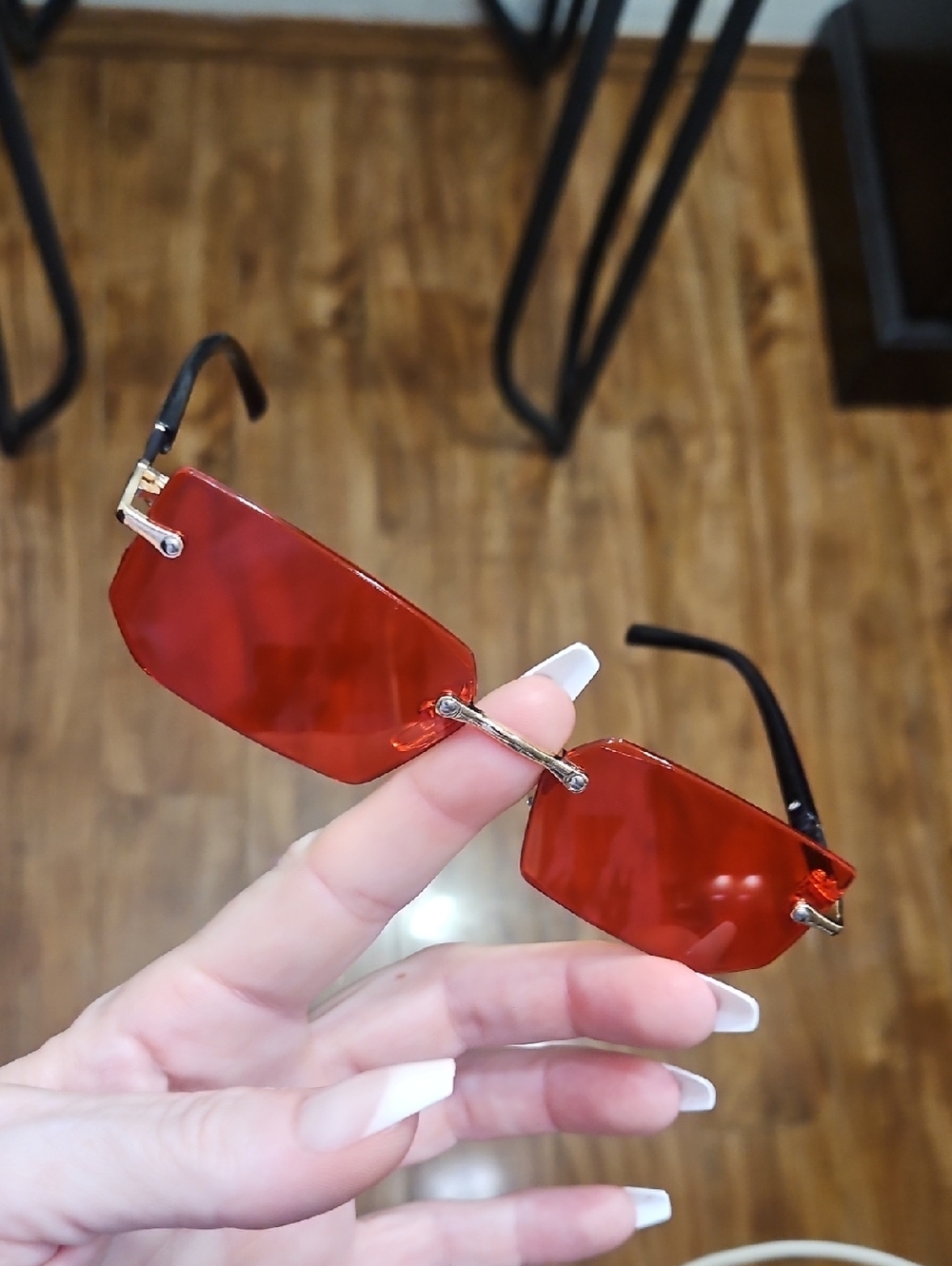 Red Rimless Men's Sunglasses - Modern Fashion Shades